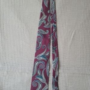 Oscar de la Renta Burgundy Paisley Tie Imported Silk EUC